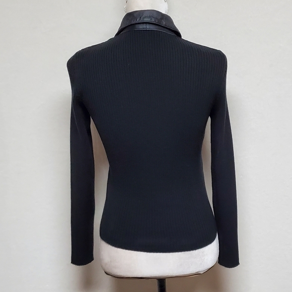 Vintage Retro Y2K Escapades Black Suede Leather Ribbed Sweater Turnlock Jacket M - Picture 10 of 13